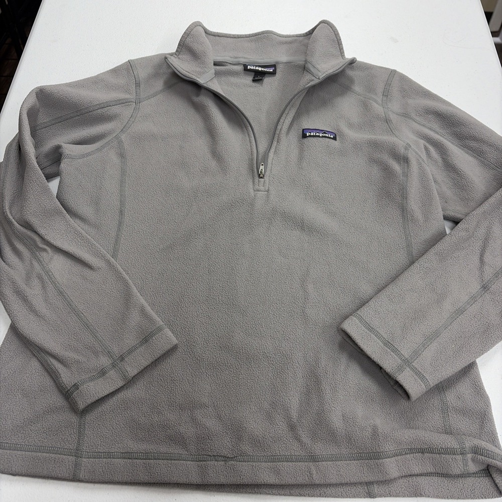 Patagonia Fleece 1/4 Zip Collared Pullover Sweater Gray Men's Long Sleeve Size L